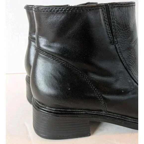 Earth Shoes Marion Leather Ankle Boots Women's Size 7 Chunky Black Zip Shoes - Picture 11 of 16
